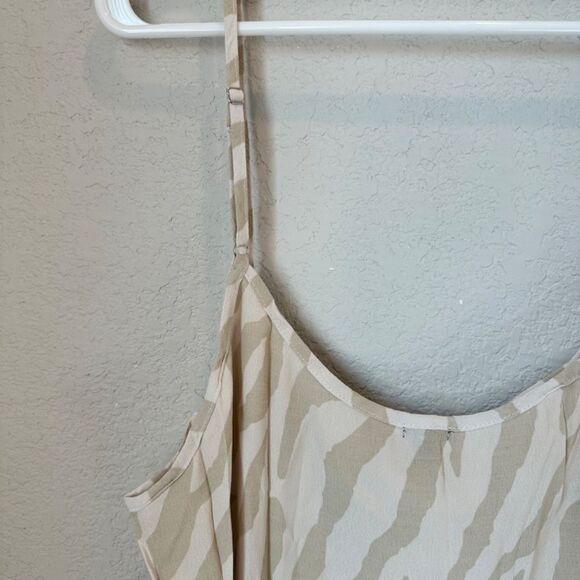 NWT Monrow Cream Tan Zebra Print Spaghetti Strap Cami Slip Mini Dress - Size L - Picture 6 of 6